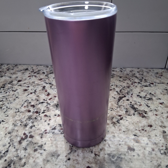 Purple Aluminum drinking Tumbler with Straw hot cold snap on lid - Picture 2 of 3